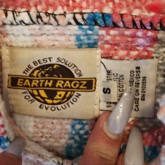 Earth Rags pink multi color drug rug hoodie. EUC. Women's small. TTS - Picture 2 of 2